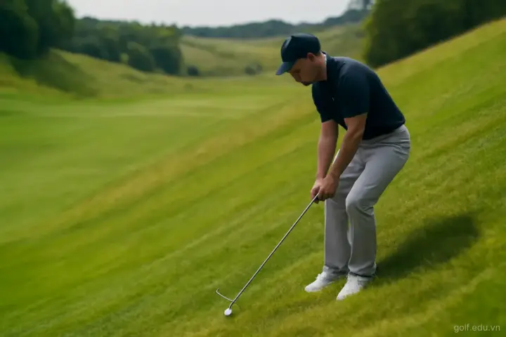 Địa hình nghiêng và lie khó: nơi sân golf thật khác sân tập